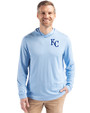 Kansas City Royals Cutter & Buck Coastline Recycled Double Peached Mens Hooded Pullover Atlas Light Blue Front