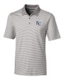 Kansas City Royals Cutter & Buck Forge Tonal Stripe Stretch Mens Big and Tall Polo Polished Medium Gray Mannequin