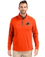 Miami Dolphins Rivalries Cutter & Buck Adapt Recycled Soft Knit Stretch  Mens Quarter Zip Pullover  College Orange Front