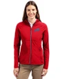Buffalo Bills Rivalries Cutter & Buck Adapt Recycled Soft Knit Stretch Womens Hybrid Full Zip Jacket Red Front