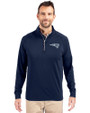 New England Patriots Rivalries Cutter & Buck Adapt Recycled Soft Knit Stretch  Mens Big & Tall Quarter Zip Pullover Navy Blue Front