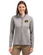Los Angeles Rams Rivalries Cutter & Buck Adapt Recycled Soft Knit Stretch Womens Half Zip Pullover Polished Medium Gray Front