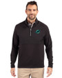 Miami Dolphins Rivalries Cutter & Buck Adapt Recycled Soft Knit Stretch Mens Hybrid Quarter Zip Pullover  Black Front