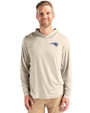 New England Patriots Rivalries Cutter & Buck Coastline Recycled Double Peached Mens Hooded Pullover Wheat Front