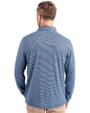 Tennessee Titans Mono -  Cutter & Buck Virtue Recycled Micro Stripe Featherlight Pique Mens Big & Tall Quarter Zip Pullover Atlas/Navy Blue Back