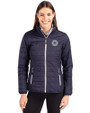Tennessee Titans Mono -  Cutter & Buck Rainier Recycled Insulated Puffer Womens Full Zip Jacket Dark Navy/Silver Front