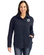 Tennessee Titans Monochromatic Cutter & Buck Roam Recycled Buttery-Soft Knit Womens Button Down Shirt Jacket Navy Blue Front