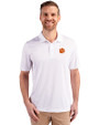 Clemson Tigers Cutter & Buck Prospect Eco Textured Stretch Recycled Mens Short Sleeve Polo White Front