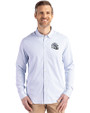Tennessee Titans NFL Helmet -  Cutter & Buck Skyline Recycled Pinstripe Mens Long Sleeve Button Down  Dress Shirt Pale Blue/White Front