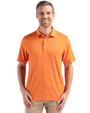 Missouri Golf Assn Partner Shop Cutter & Buck Forge Recycled Fine Line Stripe Four-Way Stretch Mens Polo College Orange/White Front
