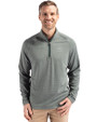 Missouri Golf Assn Partner Shop Cutter & Buck Peshastin Recycled GridFleece Mens Half Zip Pullover​ Hunter Heather Front