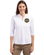 Michigan Wolverines 2026 NCAA Men's Basketball National Champions Cutter & Buck Virtue Recycled Featherlight Pique Womens Half Zip Hooded Pullover White Front