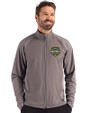 Michigan Wolverines 2026 NCAA Men's Basketball National Champions Cutter & Buck Adapt Recycled Soft Knit Stretch Mens Hybrid Full Zip Jacket Elemental Grey Front
