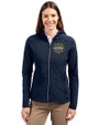 Michigan Wolverines 2026 NCAA Men's Basketball National Champions Cutter & Buck Adapt Recycled Soft Knit Stretch Womens Hybrid Full Zip Jacket Navy Blue Front