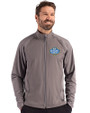 UCLA Bruins 2026 NCAA Women's Basketball National Champions Cutter & Buck Adapt Recycled Soft Knit Stretch Mens Big & Tall Hybrid Full Zip Jacket Elemental Grey Front