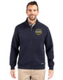 Michigan Wolverines 2026 NCAA Men's Basketball National Champions Cutter & Buck Roam Recycled Buttery-Soft Knit Mens Full Zip Jacket Navy Blue Front