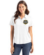 Michigan Wolverines 2026 NCAA Men's Basketball National Champions Cutter & Buck Coastline Recycled Double Peached Womens Polo White Front