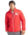Nebraska Cornhuskers Cutter & Buck Rainier Recycled Insulated Puffer Mens Big & Tall Full Zip Jacket Red Front