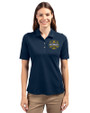 Michigan Wolverines 2026 NCAA Men's Basketball National Champions Cutter & Buck Virtue Recycled Featherlight Pique Womens Polo Navy Blue Front