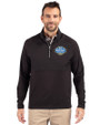 UCLA Bruins 2026 NCAA Women's Basketball National Champions Cutter & Buck Adapt Recycled Soft Knit Stretch Mens Hybrid Quarter Zip Pullover  Black Front