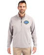 UCLA Bruins 2026 NCAA Women's Basketball National Champions Cutter & Buck Adapt Recycled Soft Knit Stretch Mens Hybrid Quarter Zip Pullover  Polished Medium Gray Front