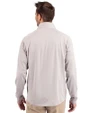 Michigan Wolverines 2026 NCAA Men's Basketball National Champions Cutter & Buck Adapt Recycled Soft Knit Stretch Mens Hybrid Quarter Zip Pullover  Polished Medium Gray Back