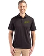 George Mason Patriots College Vault Cutter & Buck Coastline Recycled Double Peached Mens Polo Black Front