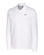 Los Angeles Chargers Cutter & Buck Advantage Recycled Cotton-Blend Pique Mens Big & Tall Long Sleeve Polo White Mannequin