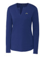 Los Angeles Chargers Cutter & Buck Long Sleeve Womens Double V-Neck Shirt Tour Blue Mannequin