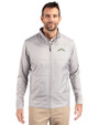Los Angeles Chargers Cutter & Buck Stealth Recycled Hybrid Quilted Mens Windbreaker Jacket Polished Medium Gray Front