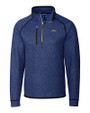 Los Angeles Chargers Cutter & Buck Mainsail Sweater-Knit Mens Half Zip Jacket Tour Blue Heather Mannequin