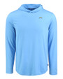 Los Angeles Chargers Cutter & Buck Coastline Recycled Double Peached Mens Hooded Pullover Atlas Light Blue Mannequin