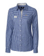 Los Angeles Chargers Cutter & Buck Womens Long Sleeve League Gingham Shirt Tour Blue Mannequin