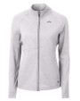 Los Angeles Chargers Cutter & Buck Adapt Recycled Soft Knit Stretch Womens Heathered Full Zip Jacket Polished Heather Mannequin