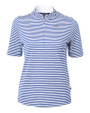 Los Angeles Chargers Cutter & Buck Virtue Recycled Stripe Featherlight Pique Womens Half Zip Tour Blue Mannequin