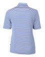 Los Angeles Chargers Cutter & Buck Virtue Recycled Stripe Featherlight Pique Womens Half Zip Tour Blue Mannequin Back