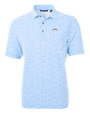 Los Angeles Chargers Cutter & Buck Virtue Recycled Botanical Print Featherlight Pique Mens  Polo Atlas Light Blue Mannequin