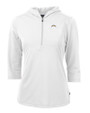 Los Angeles Chargers Cutter & Buck Virtue Recycled Featherlight Pique Womens Half Zip Hooded Pullover White Mannequin