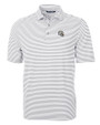 Los Angeles Chargers NFL Helmet Cutter & Buck Virtue Recycled Stripe Featherlight Pique Mens Polo Polished Medium Gray Mannequin