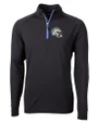 Los Angeles Chargers NFL Helmet Cutter & Buck Adapt Recycled Soft Knit Stretch  Mens Big & Tall Quarter Zip Pullover Black/Tour Blue Mannequin