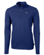 Los Angeles Chargers Cutter & Buck Virtue Recycled Featherlight Pique Mens Big & Tall Quarter Zip Pullover Tour Blue Mannequin