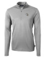 Los Angeles Chargers NFL Helmet Cutter & Buck Virtue Recycled Featherlight Pique Mens Big & Tall Quarter Zip Pullover Polished Medium Gray Mannequin
