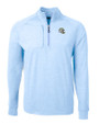Los Angeles Chargers NFL Helmet Cutter & Buck Adapt Recycled Soft Knit Stretch Mens Heathered Quarter Zip Pullover  Atlas Heather Mannequin