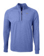 Los Angeles Chargers Cutter & Buck Adapt Recycled Soft Knit Stretch Mens Heathered Quarter Zip Pullover  Tour Blue Heather Mannequin