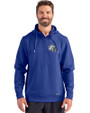Los Angeles Chargers NFL Helmet Cutter & Buck Roam Recycled Buttery-Soft Knit Mens Half Zip Hooded Pullover Tour Blue Front