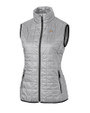 Los Angeles Chargers Cutter & Buck Rainier Recycled Insulated Puffer Womens Full Zip Vest Polished Medium Gray Mannequin