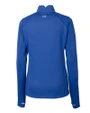 Los Angeles Chargers NFL Helmet Cutter & Buck Traverse Recycled Smooth Stretch Womens Quarter Zip Pullover Tour Blue Mannequin Back