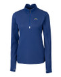 Los Angeles Chargers Cutter & Buck Traverse Recycled Smooth Stretch Womens Quarter Zip Pullover Tour Blue Mannequin