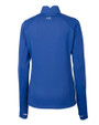 Los Angeles Chargers Cutter & Buck Traverse Recycled Smooth Stretch Womens Quarter Zip Pullover Tour Blue Mannequin Back