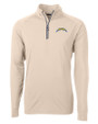 Los Angeles Chargers Cutter & Buck Adapt Recycled Soft Knit Stretch  Mens Quarter Zip Pullover Wheat Mannequin